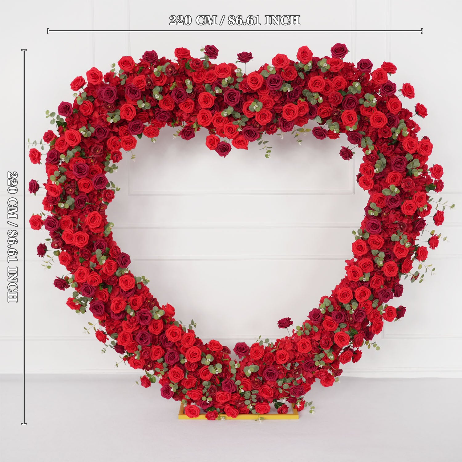 2.2m*2.2m Red Rose Wedding Arch Heart Arch Decor