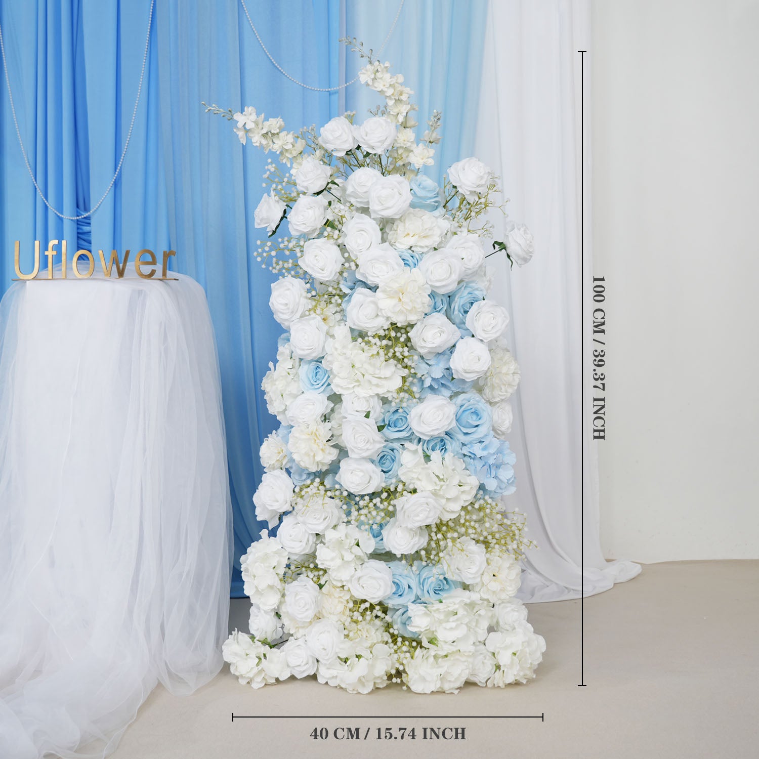 Artificial Blue White Roses Flower Arch Floor Decorate 9 picture