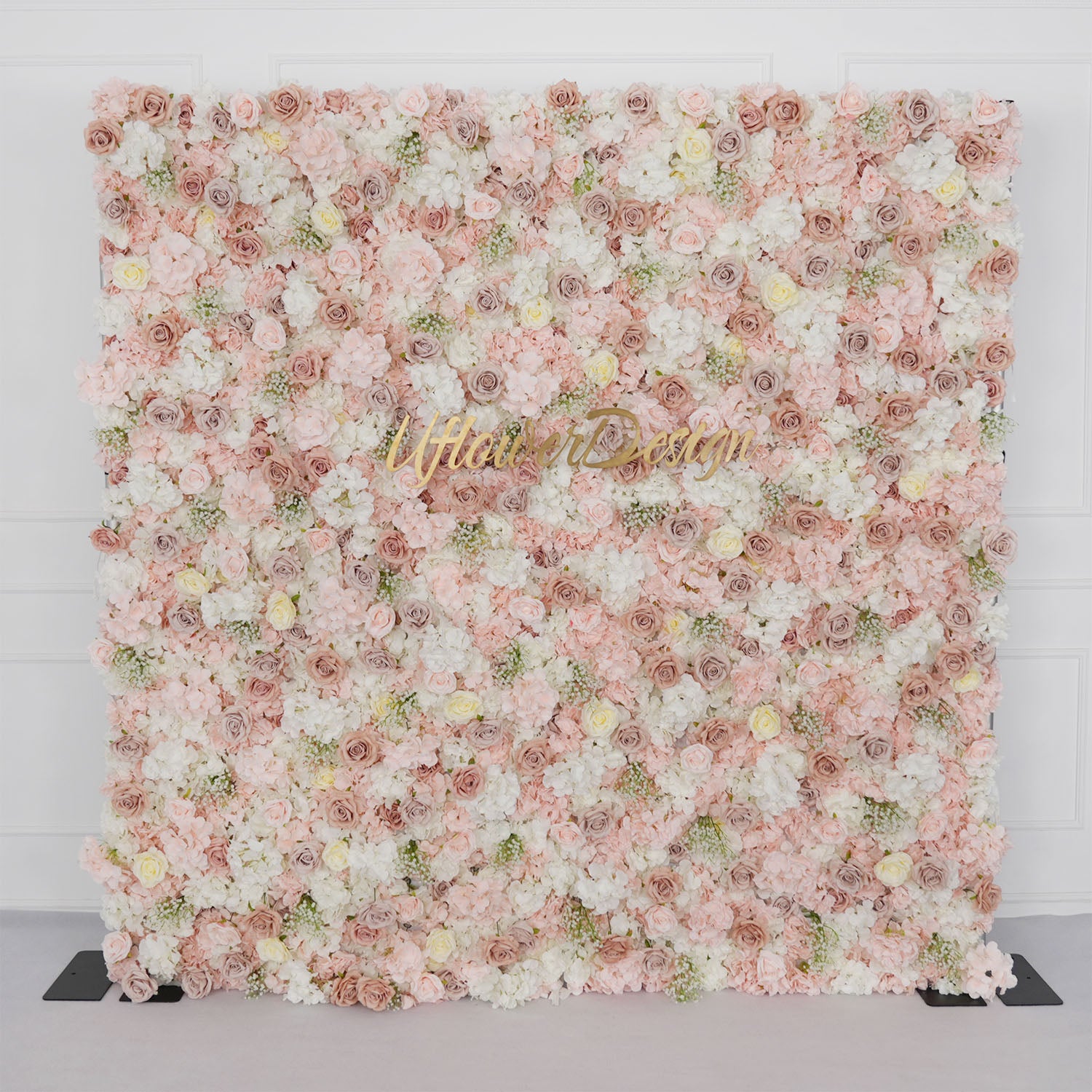 Artificial Pink White Rose 5D Wedding Flower Wall Figure 1