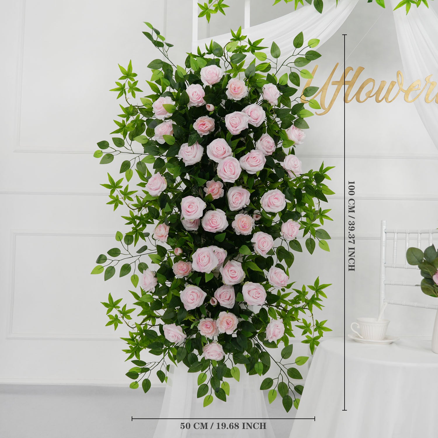 Pink Faux Flower Wall Backdrop Flower Row Decortion picture 17