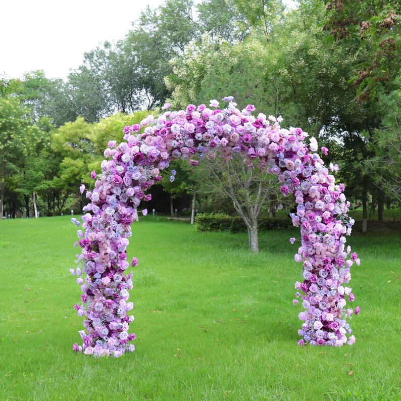 Uflower Purple Rose Babysbreath Floral Door Arch Wedding Party Backdrop Decor