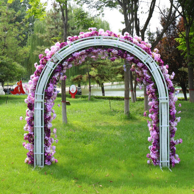 Uflower Purple Rose Babysbreath Floral Door Arch Wedding Party Backdrop Decor
