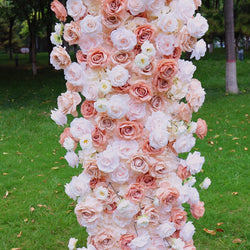 Uflower Pink Orange Rose Babybreath Floral Door Arch Wedding Party Backdrop Decoration