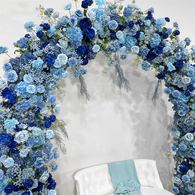 Uflower Blue Rose Floral Door Arch Wedding Party Backdrop Decoration
