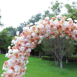 Uflower Pink Orange Rose Babybreath Floral Door Arch Wedding Party Backdrop Decoration