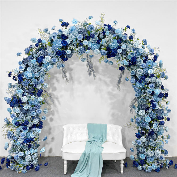 Uflower Blue Rose Floral Door Arch Wedding Party Backdrop Decoration