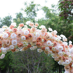 Uflower Pink Orange Rose Babybreath Floral Door Arch Wedding Party Backdrop Decoration
