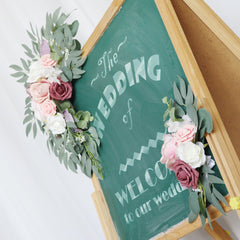 Simulated Dousha Powder Rose Silk Flower Wedding Welcome Sign Flower Art Guide Sign Props