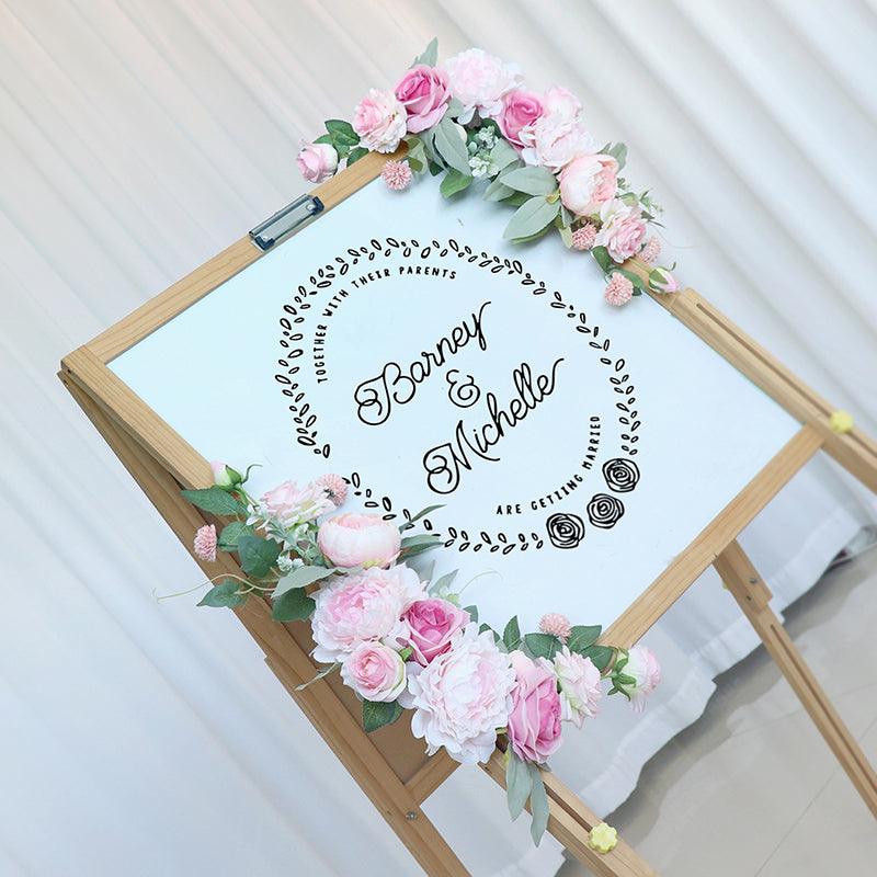 Simulated Rose Art Wedding Welcome Sign Decorative Corner Flower Props