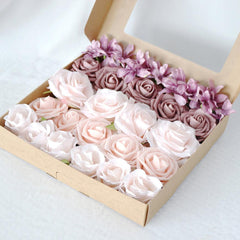 Simulation flowers PE roses boxed flower head with rod Diy home bouquet wedding birthday gift