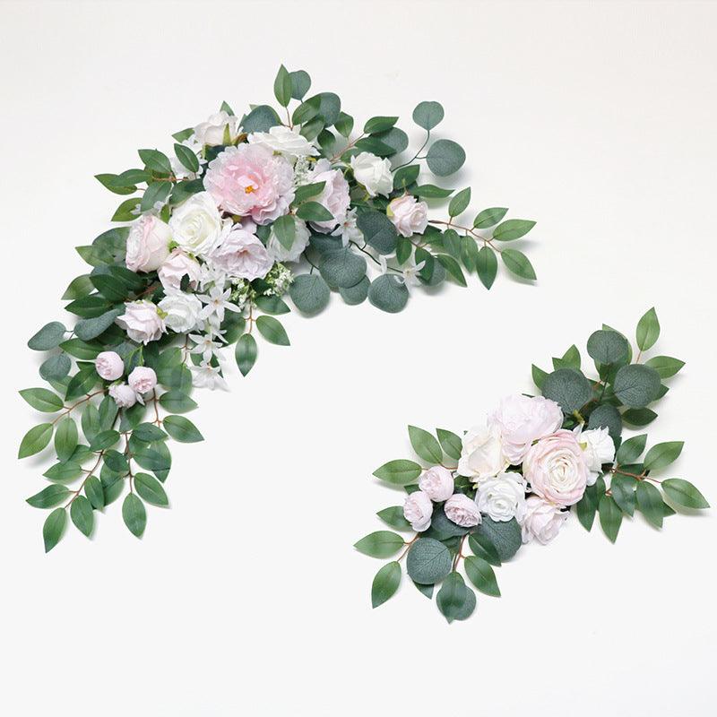 Simulation Rose Eucalyptus Arch Flower Forestry Outdoor Wedding Signing Table Corner Flower