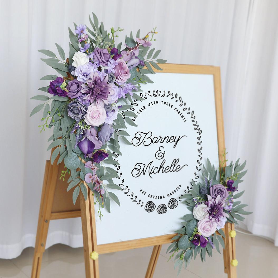 Wedding Arch Flower Simulation Lilac Purple Rose Welcome Sign Wedding Party