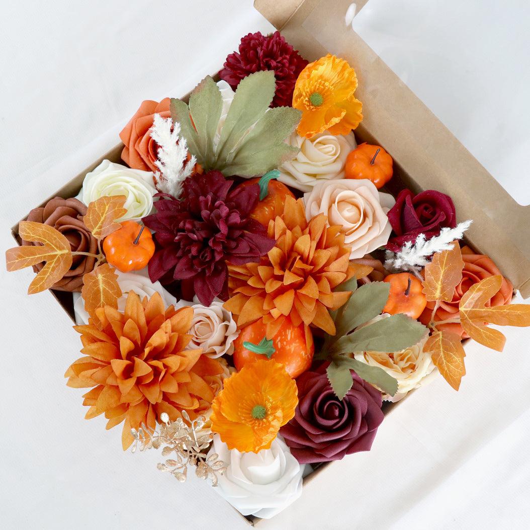 Faux Flowers Boxed Flowers Halloween Gift Flower Box Flower Heads With Rods Diy Home Decor