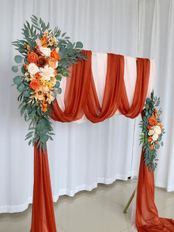 Vintage Orange Simulation Silk Flower Fascia Arch Flower Outdoor Wedding Scene Decoration
