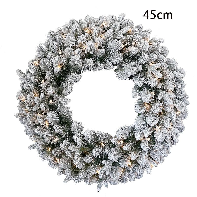 45cm PVC&PE Mixed Flocking Wreath 150 Heads Christmas Decoration Mall Hotel Shop Decoration