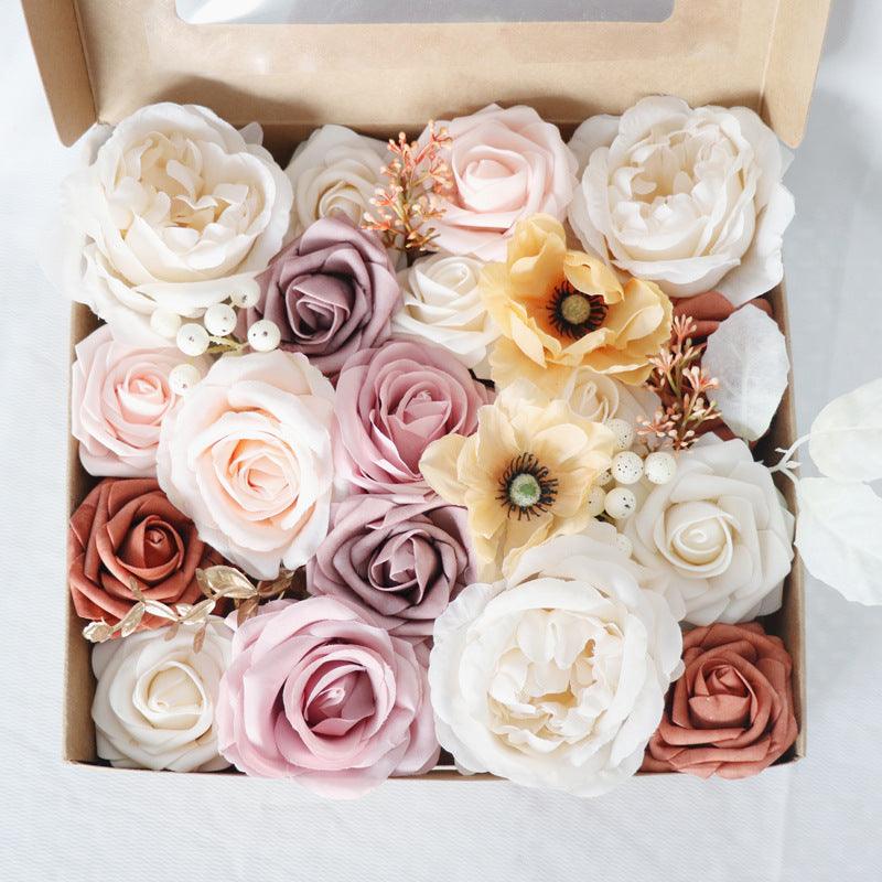 European Style Wedding Handmade Gift Gift Flower Box Simulation Flowers Boxed Flowers Diy Home Bouquet