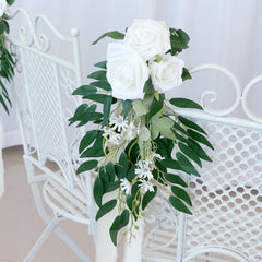 Simulated Huasen Series Outdoor Wedding Rose Willow Leaf Chair Back Flower Decoration