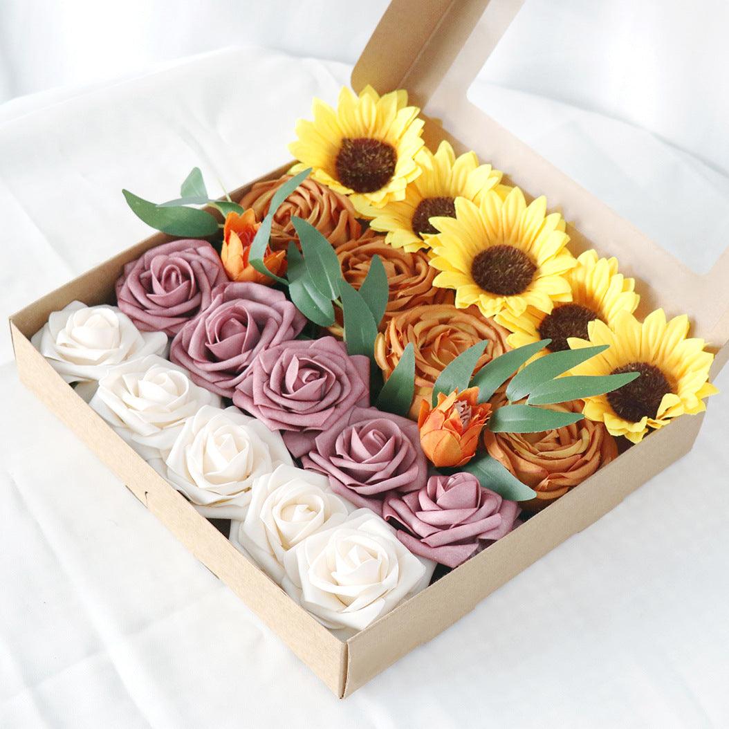 Simulation Flower Box Wedding Festivals Handmade Gift Box Flower Western Wedding Diy Bridal Clutch