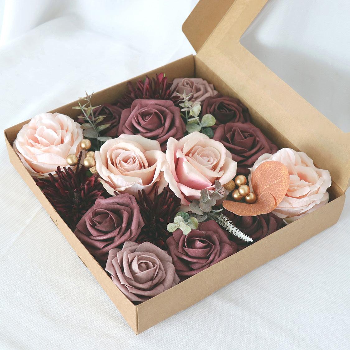 European style wedding simulation boxed flowers wedding birthday party handmade gift flower box Diy Home