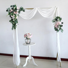 Pink Whiee Rose Wedding Arch Hanging Corner Floral Decor