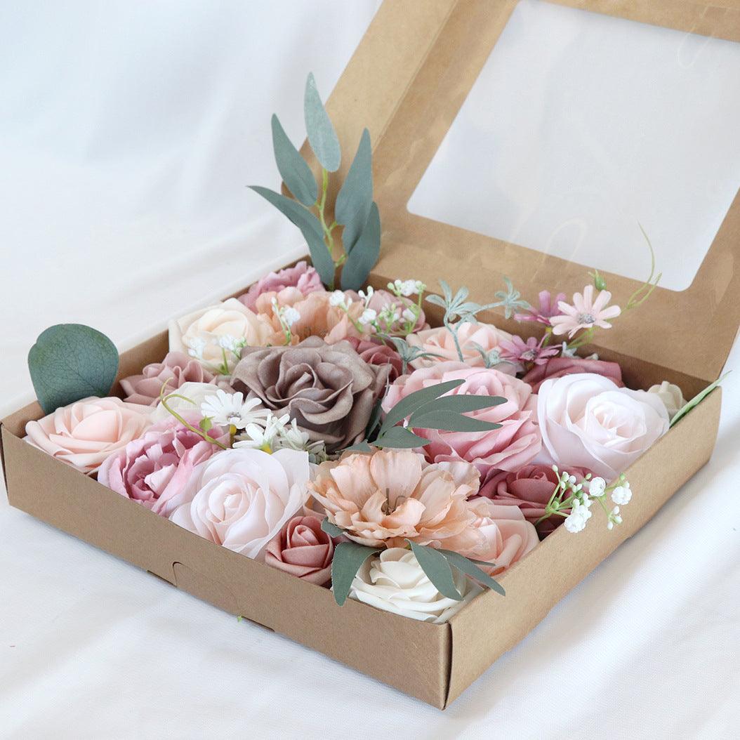 Simulation rose boxed flowers European wedding DIY bride hand bouquet wedding