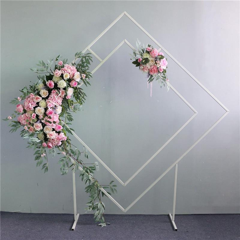 Gilded square wedding arch background frame