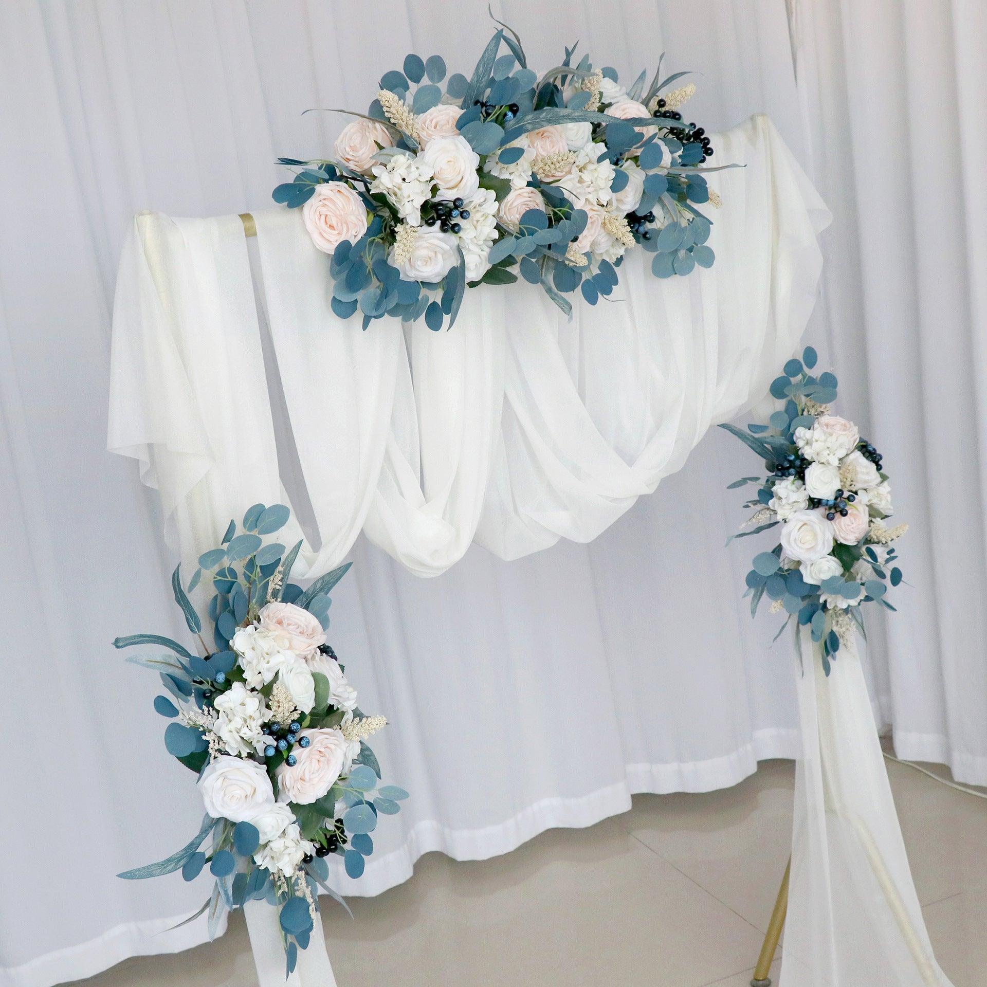 Peacock Blue Wedding Arch Corner Flower Decor