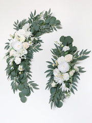 Bohemian White Rose Wedding Arch Hanging Corner Floral Decor