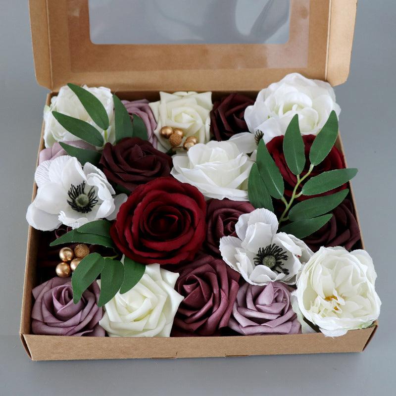 Boxed Flowers European Wedding Birthday Party Simulation Flower Gift Box Wedding Diy Bridal Hand Flower