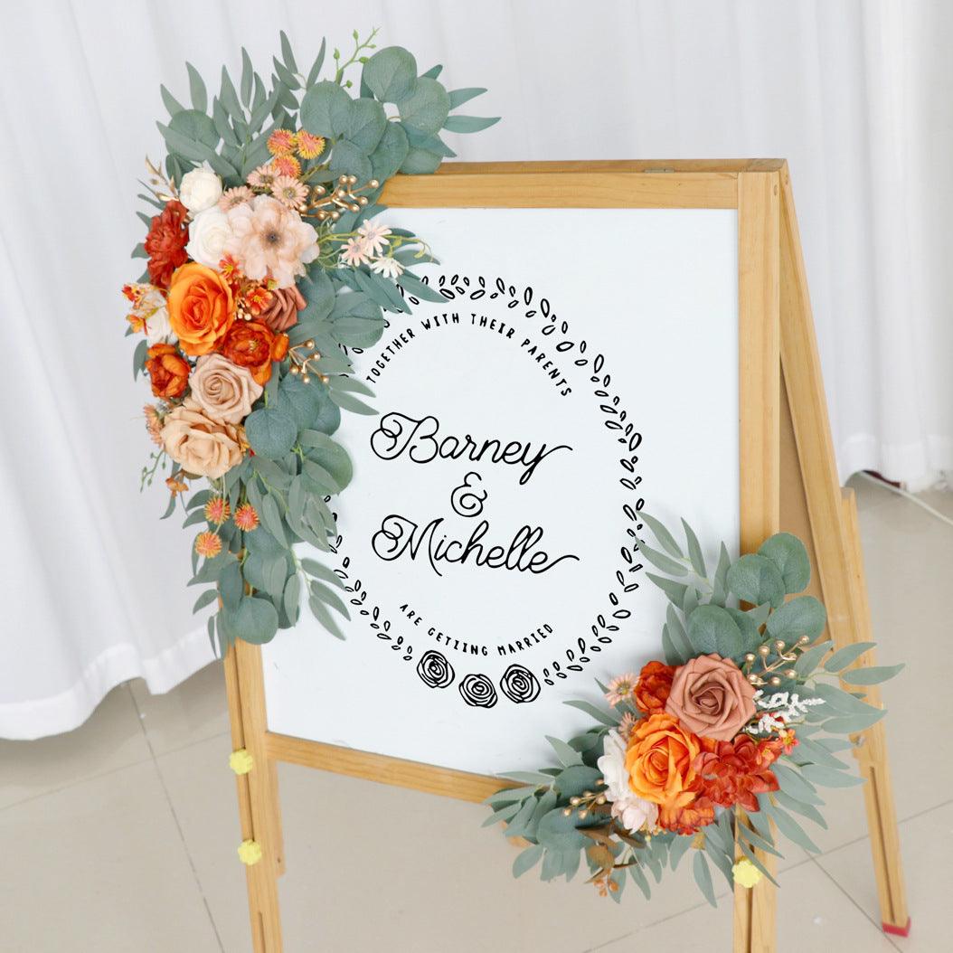 Simulated floral wedding welcome sign decoration corner flower props