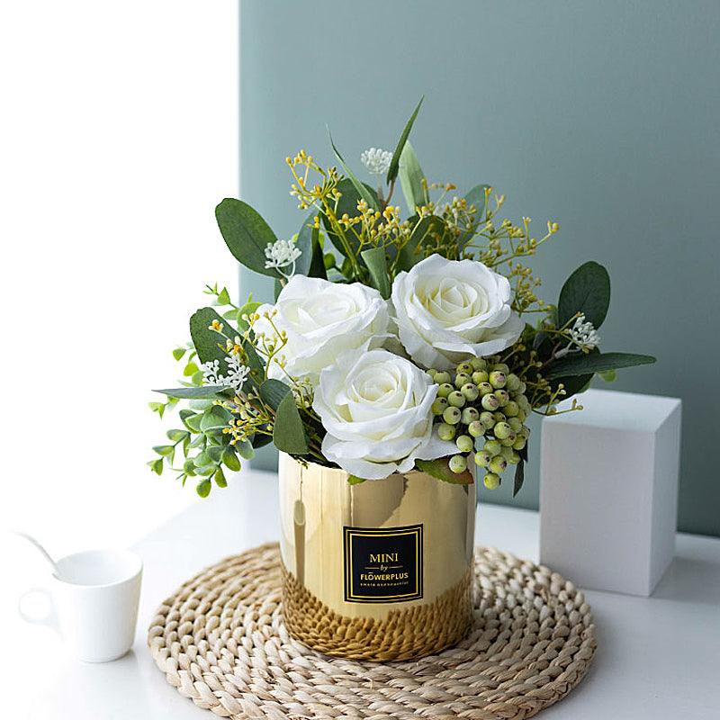 Simulated silk white moisturizing rose floral living room decoration ornaments