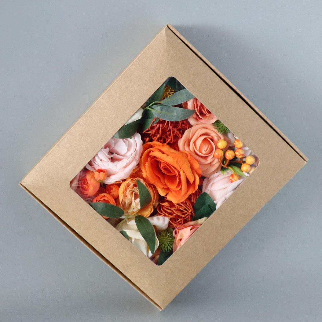 Simulation Silk Flowers Boxed Flowers Wedding Valentine's Day Diy Hand Bouquet Birthday Gift Box Flowers