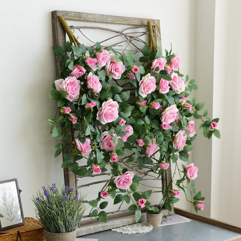 Simulated rose wall hanging rattan false decoration indoor