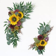 Sunflowers Rustic Wedding Arch Hanging Corner Floral Decor