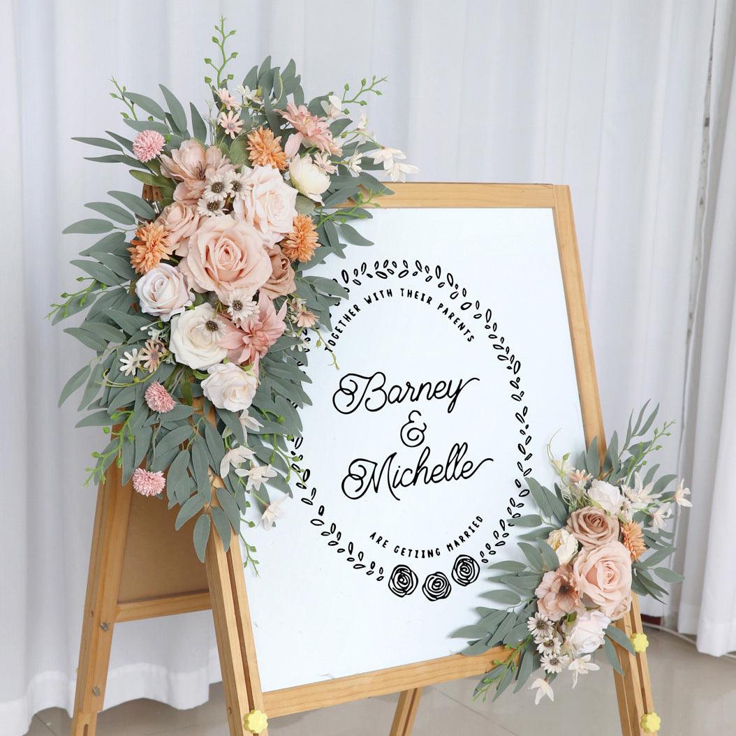 Simulated Champagne Flower Art Wedding Welcome Sign Decorative Corner Flower Props