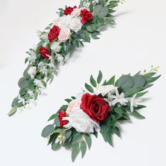 Red Pink Roses Wedding Arch Hanging Corner Floral Decor