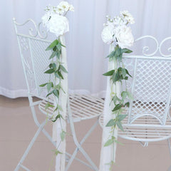 Simulated white and green rattan chair back flower wedding chair back flower decoration