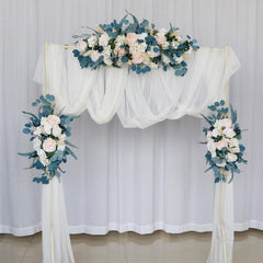 Peacock Blue Wedding Arch Corner Flower Decor