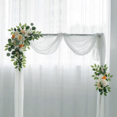 Light Orange White Wedding Arch Corner Flower Decor