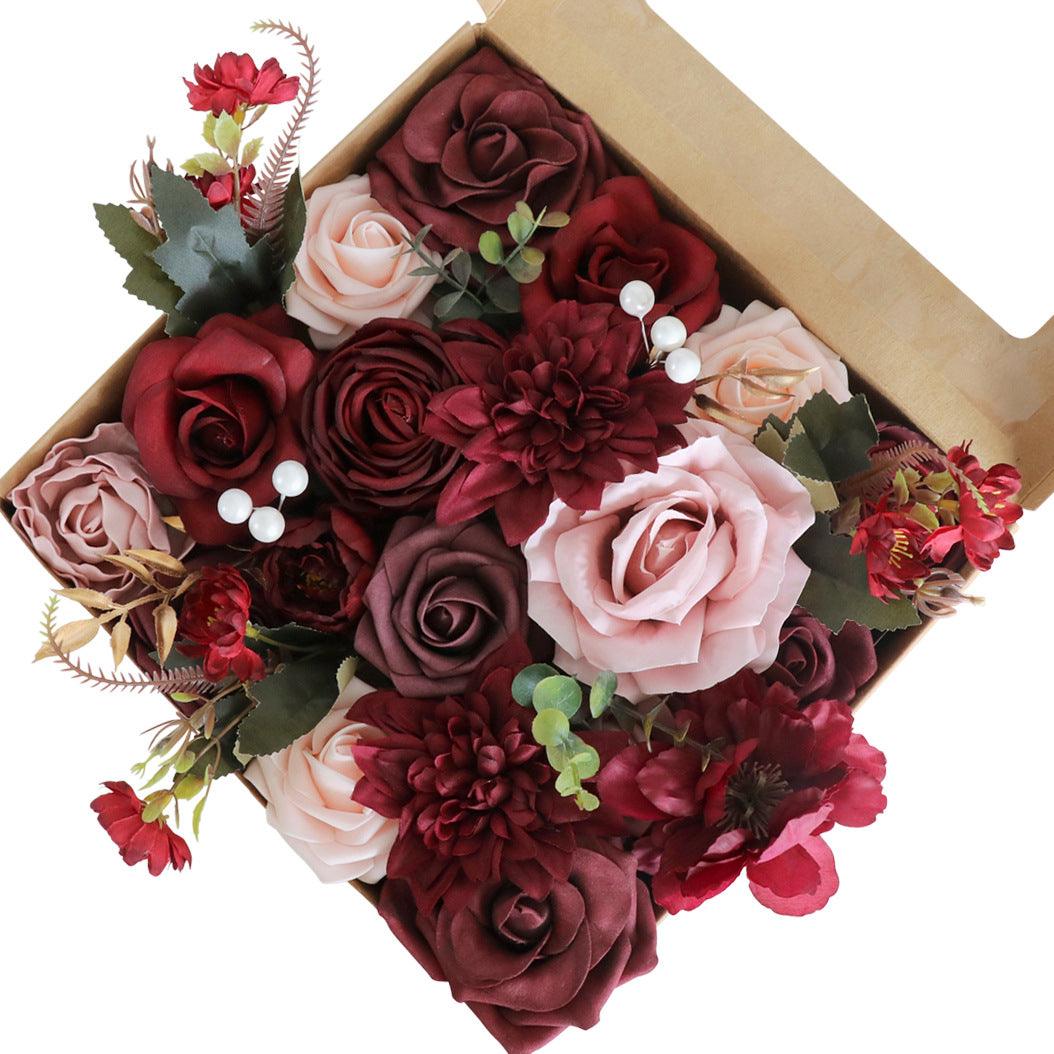 European Simulation Flower Box Wedding Banquet Handmade Gift Box Flower Holiday Diy Decoration