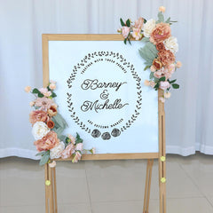 Simulated Caramel Champagne Silk Flower Wedding Welcome Sign Flower Art Guide Sign Props