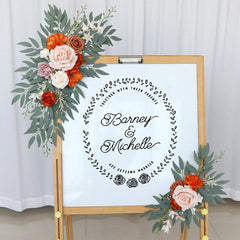 Wedding Arch Flower Imitation Champagne Orange Rose Welcome Sign Wedding Party