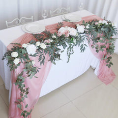 Long shallow lotus root powder white rose vine wedding simulation table flower decoration