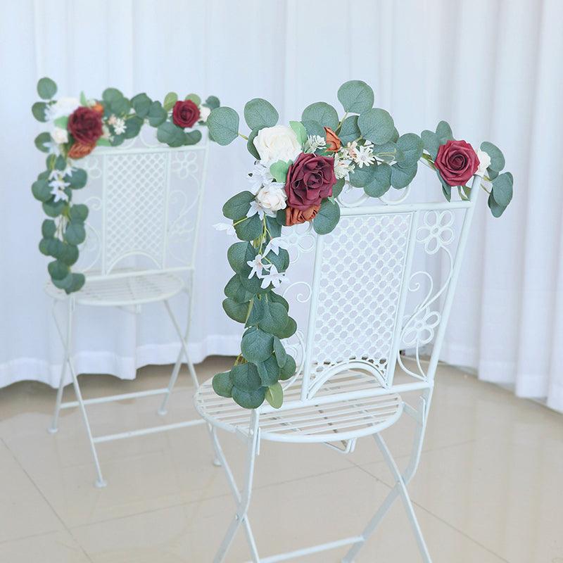Simulated flower Eucalyptus rattan chair back flower wedding chair back flower decoration