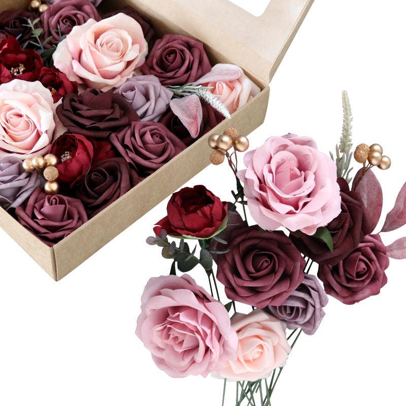 Simulation flower flower box silk flower rose wedding birthday valentine's day gift DIY