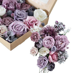 Simulation flowers in box flower head with rod DIY bouquet birthday valentine's day gift flower box