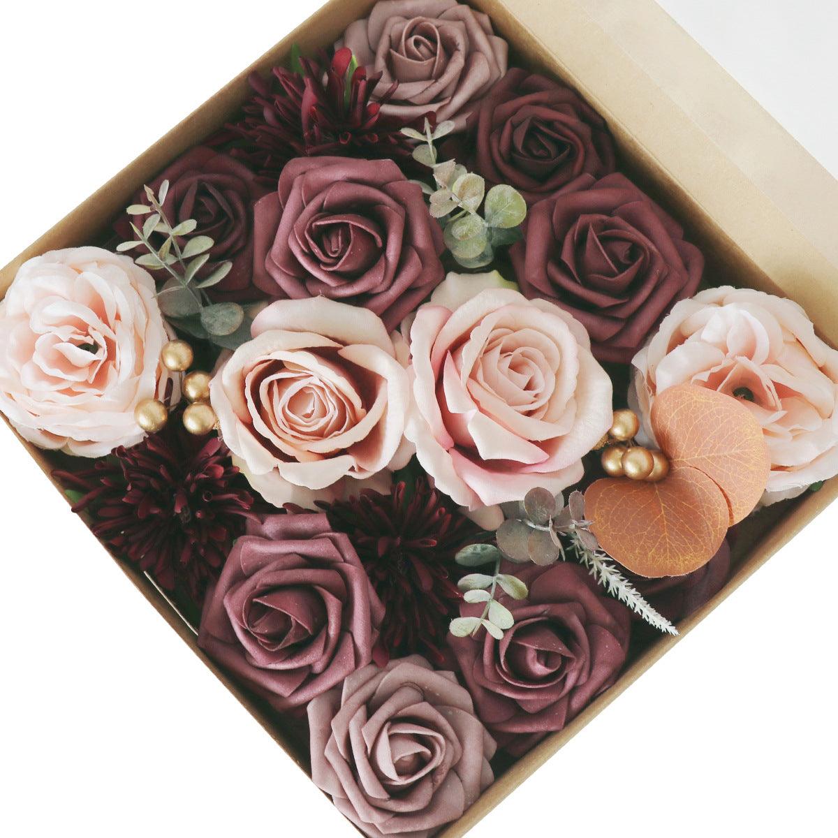 European style wedding simulation boxed flowers wedding birthday party handmade gift flower box Diy Home