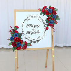 Wedding Arch Flower Imitation Wine Red Royal Blue Corner Flower Rose Welcome Sign Wedding Party