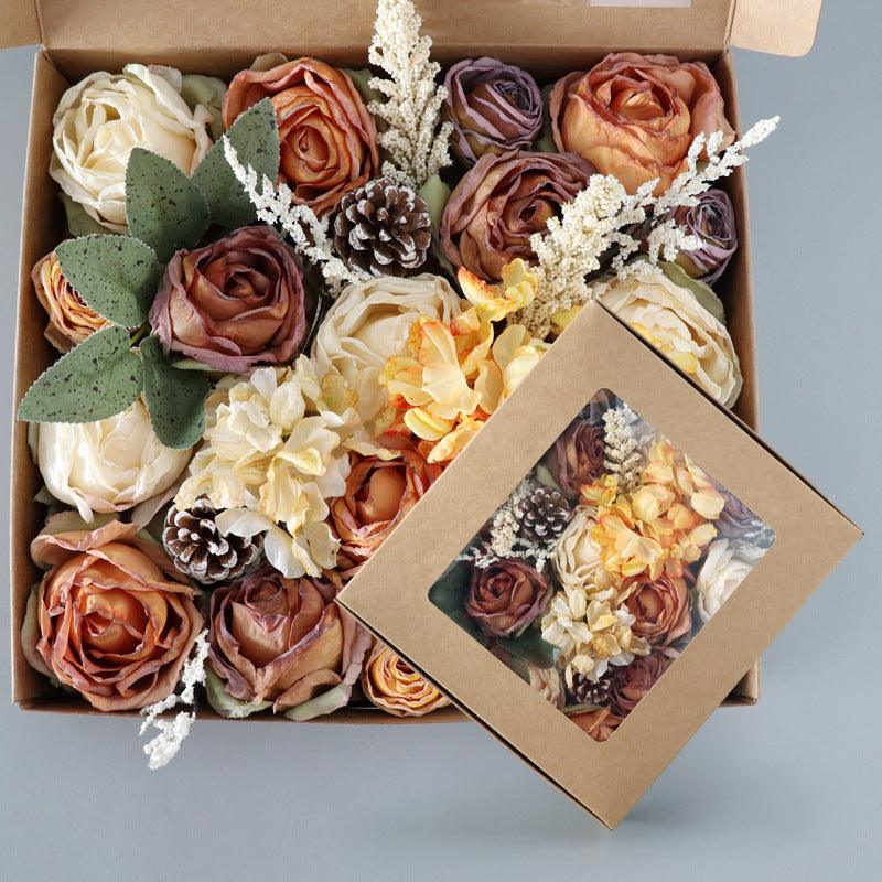 Simulation Flowers Boxed Flowers Diy Wedding Bridal Bouquet Birthday Holiday Gift Boxes