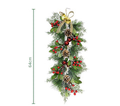 Simulation pine needle wall hanging Christmas bells colourful ball holiday atmosphere decoration artificial pine needle wall hanging